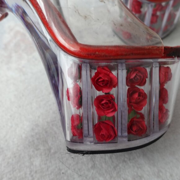 Red Rose Clear Platform Sandal Heels - Picture 11 of 11